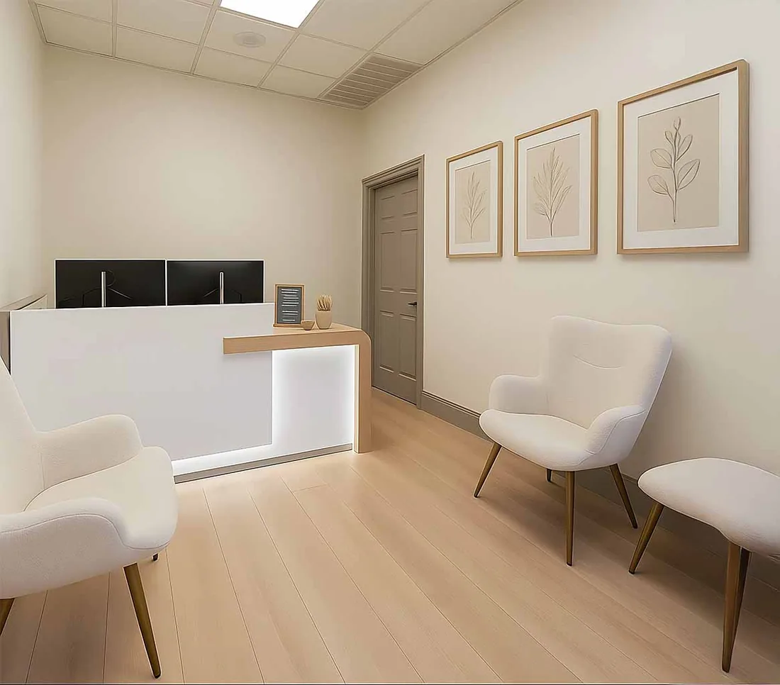 A calm, organized medical front office